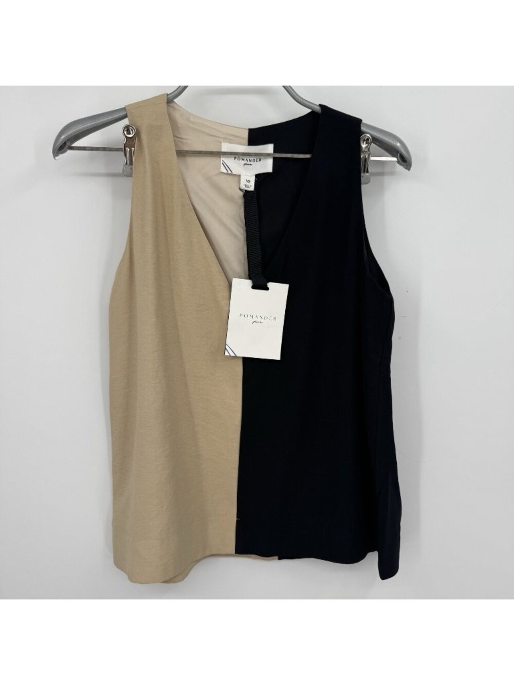 Pomander Place by Tuckernuck Black and Tan Sallie Tank sz XS Sleeveless Blouse